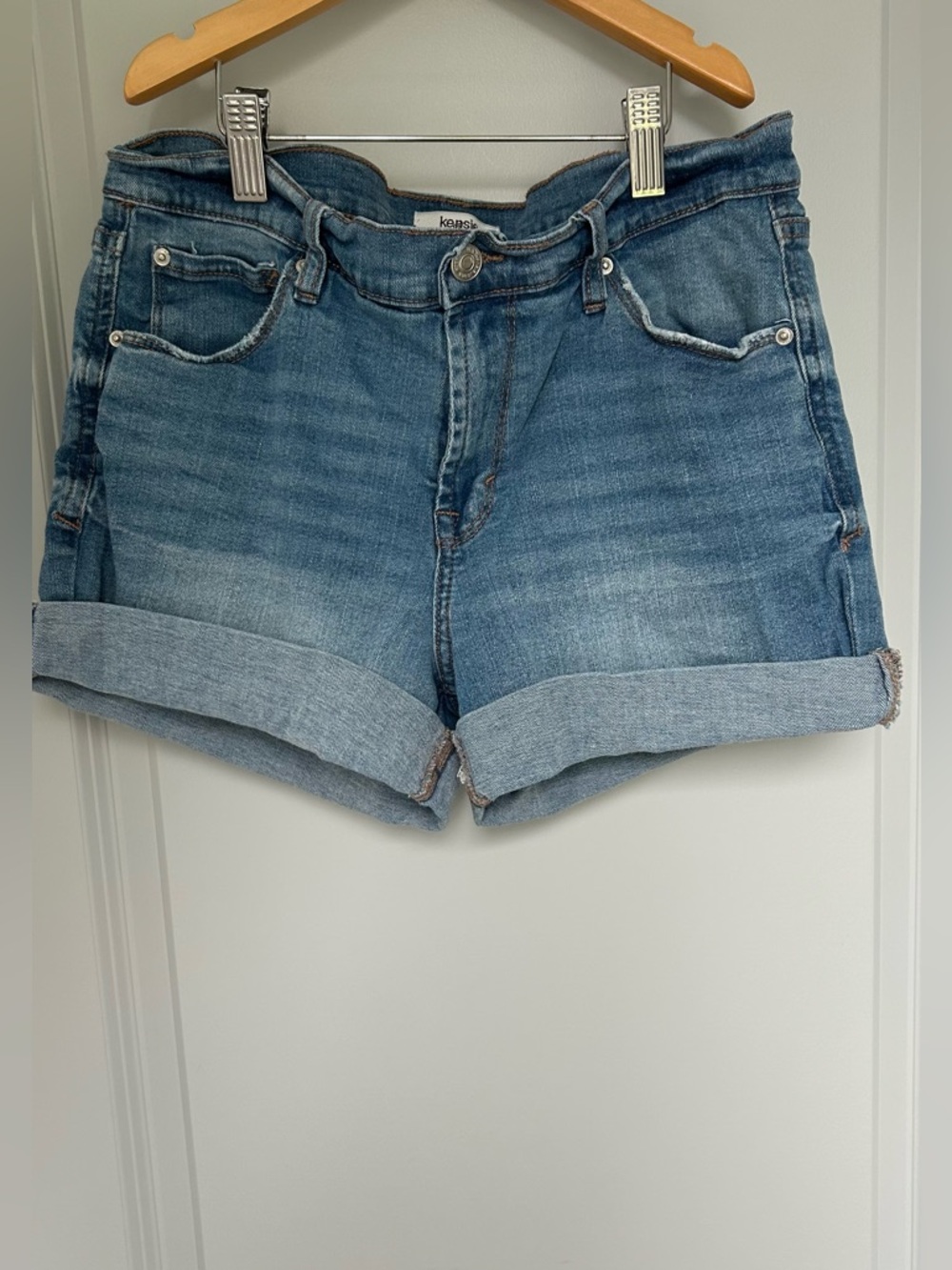 Kensie Women's Stretch Denim Cuffed Shorts